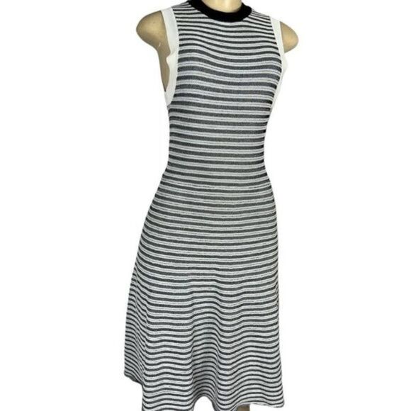 AQUA x Revolve Black & White Fit & Flare Sleeveless Sweater Dress - US S - Picture 4 of 6